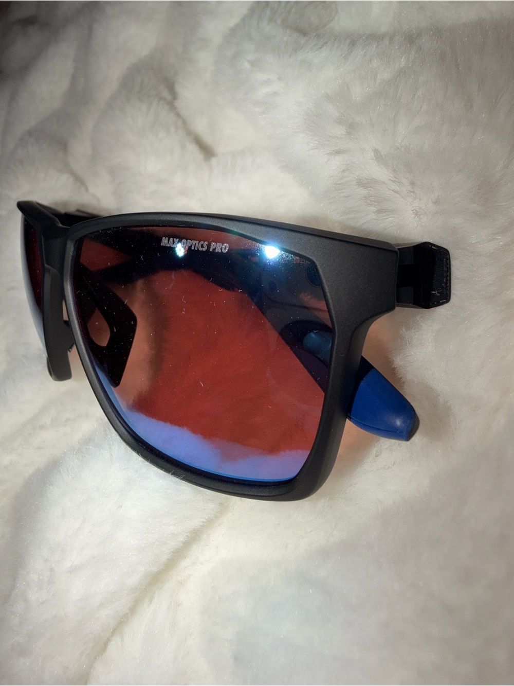 Nike Maverick Team Sunglasses - Black Blue Frame with Blue-Red Mirrored Lenses